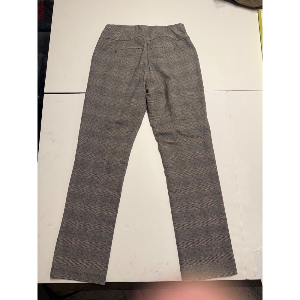 Christopher & Banks Womens Brown Glen Plaid Straight Leg Pull On Dress Pants 4
